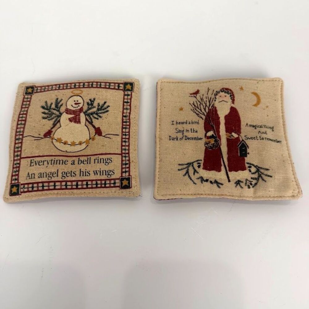 Set of 2 Alice's Cottage Christmas Spiced Mug Mat Coasters, Rustic, Charming
